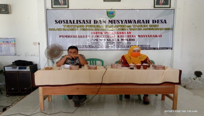 SOSIALISASI DAN MUSYAWARAH DESA TENTANG PERUBAHAN APBDes TAHUN 2021